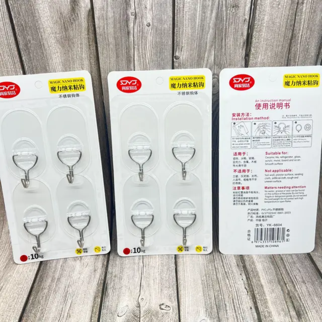 Crochets Adhésifs Nano Inox – Sans Perçage, Charge 6 à 15 kg