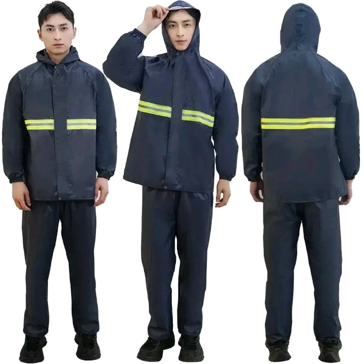 Ensemble Imperméable Réfléchissant 2 Pièces – Veste + Pantalon, Bandes Fluorescentes