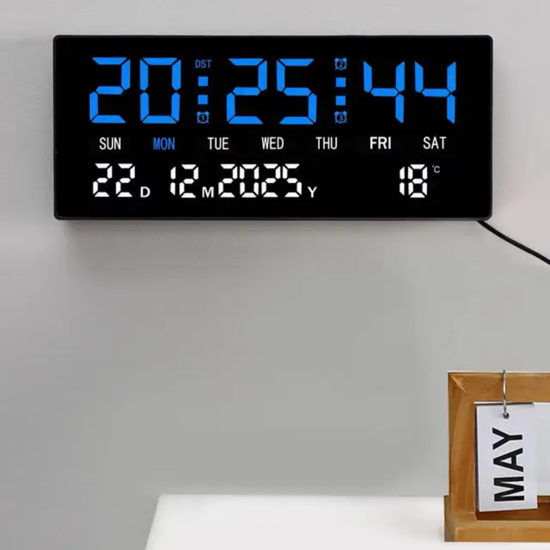 Horloge Murale LED Digitale – Heure, Date & Température (3 Couleurs)