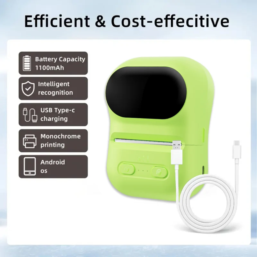 Mini Imprimante Thermique Bluetooth Portable – Étiquettes Multi-Formats 12-58mm