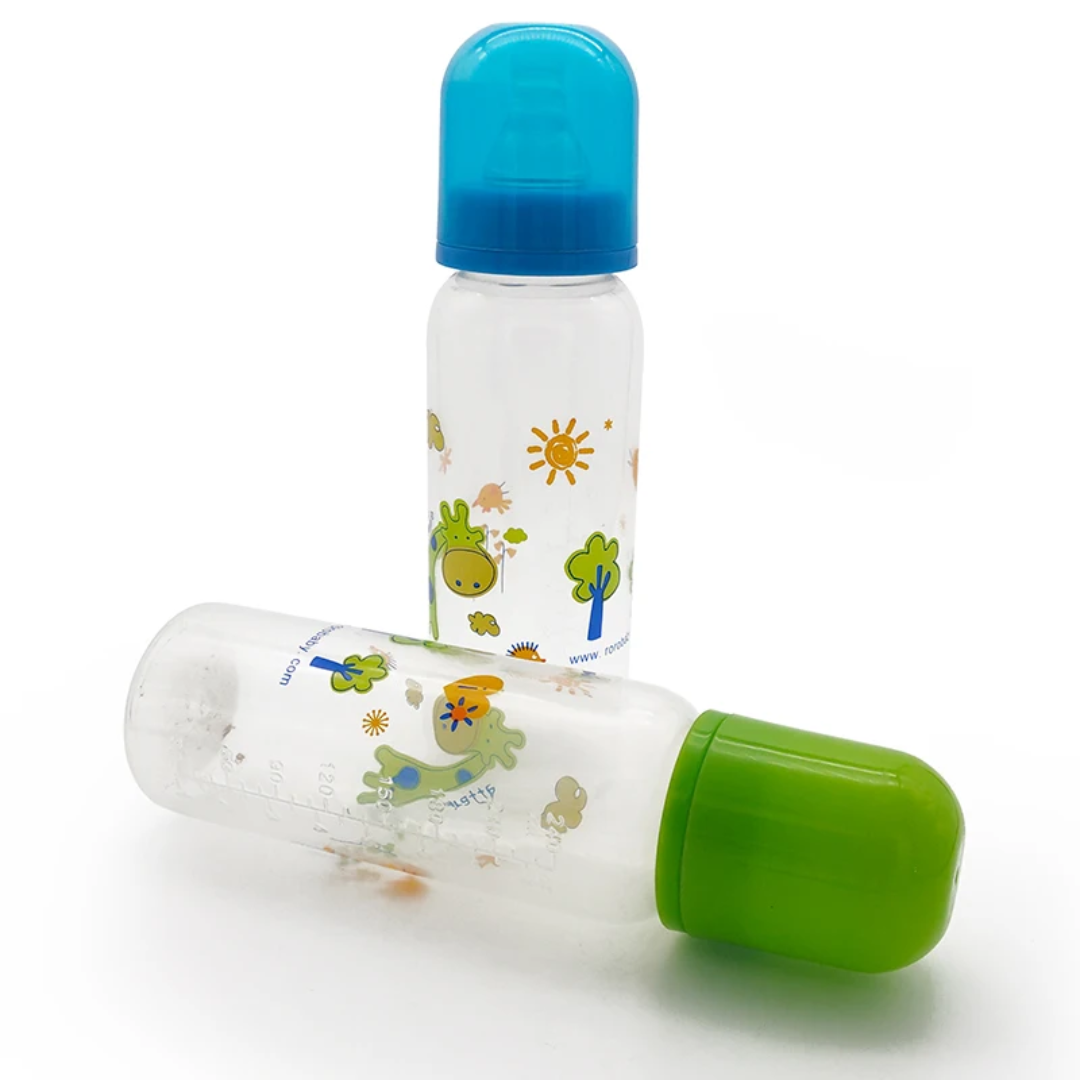 Biberon Bébé Motif Girafe – Lot de 2 (Vert & Bleu)