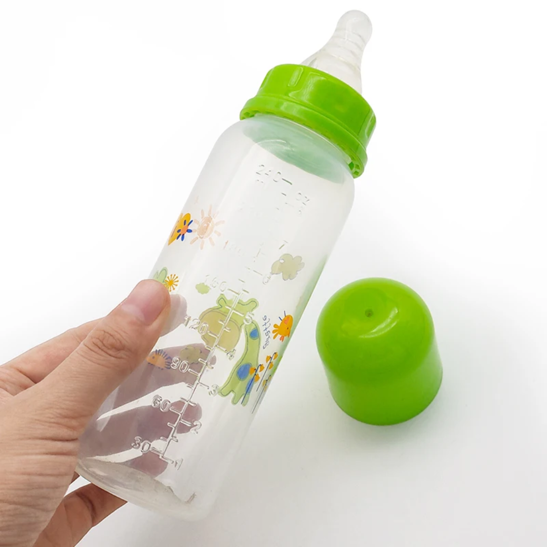 Biberon Bébé Motif Girafe – Lot de 2 (Vert & Bleu)
