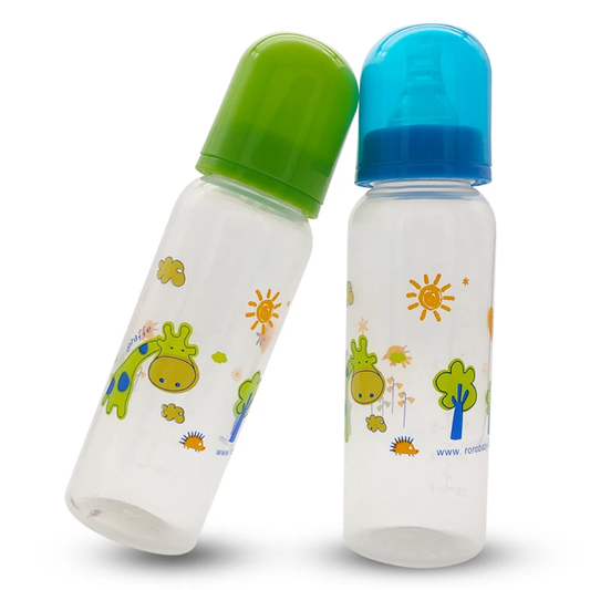 Biberon Bébé Motif Girafe – Lot de 2 (Vert & Bleu)