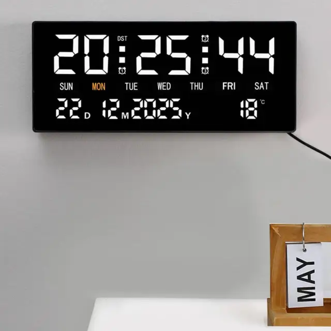 Horloge Murale LED Digitale – Heure, Date & Température (3 Couleurs)