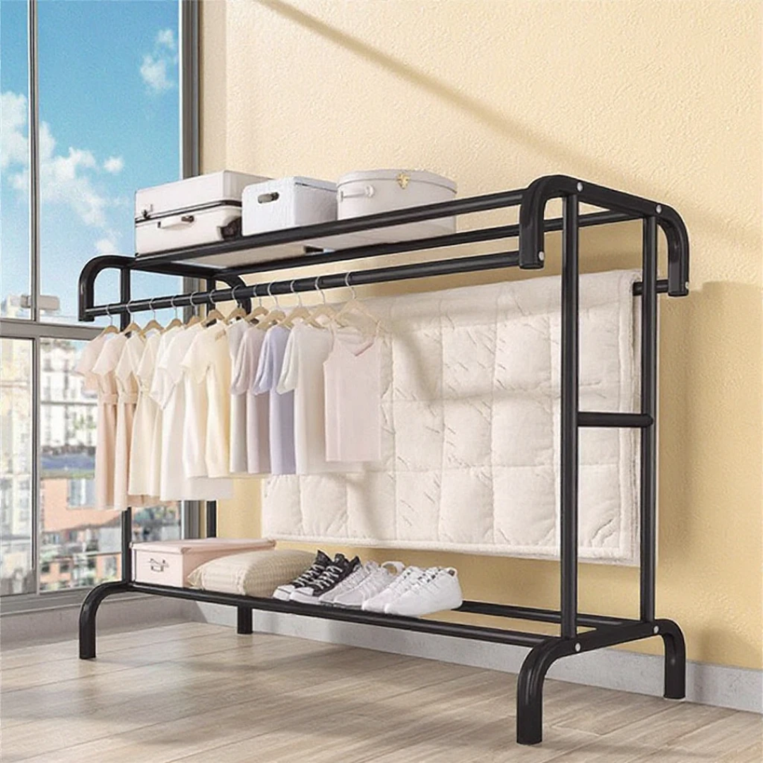 Porte-Manteau Bois Massif Élégant 70kg – Design Contemporain, Noir & Or
