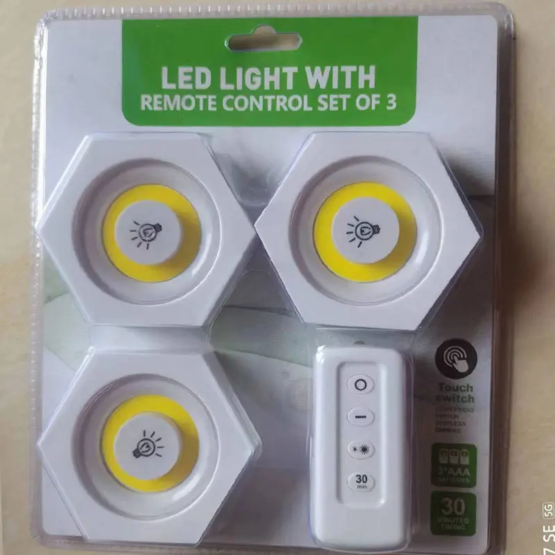 Set 3 Spots LED COB avec Télécommande – Dimmable & Minuterie 30 min
