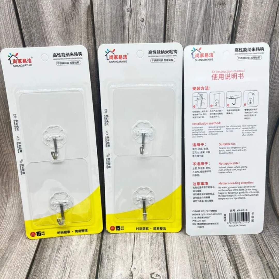 Crochets Adhésifs Nano Inox – Sans Perçage, Charge 6 à 15 kg