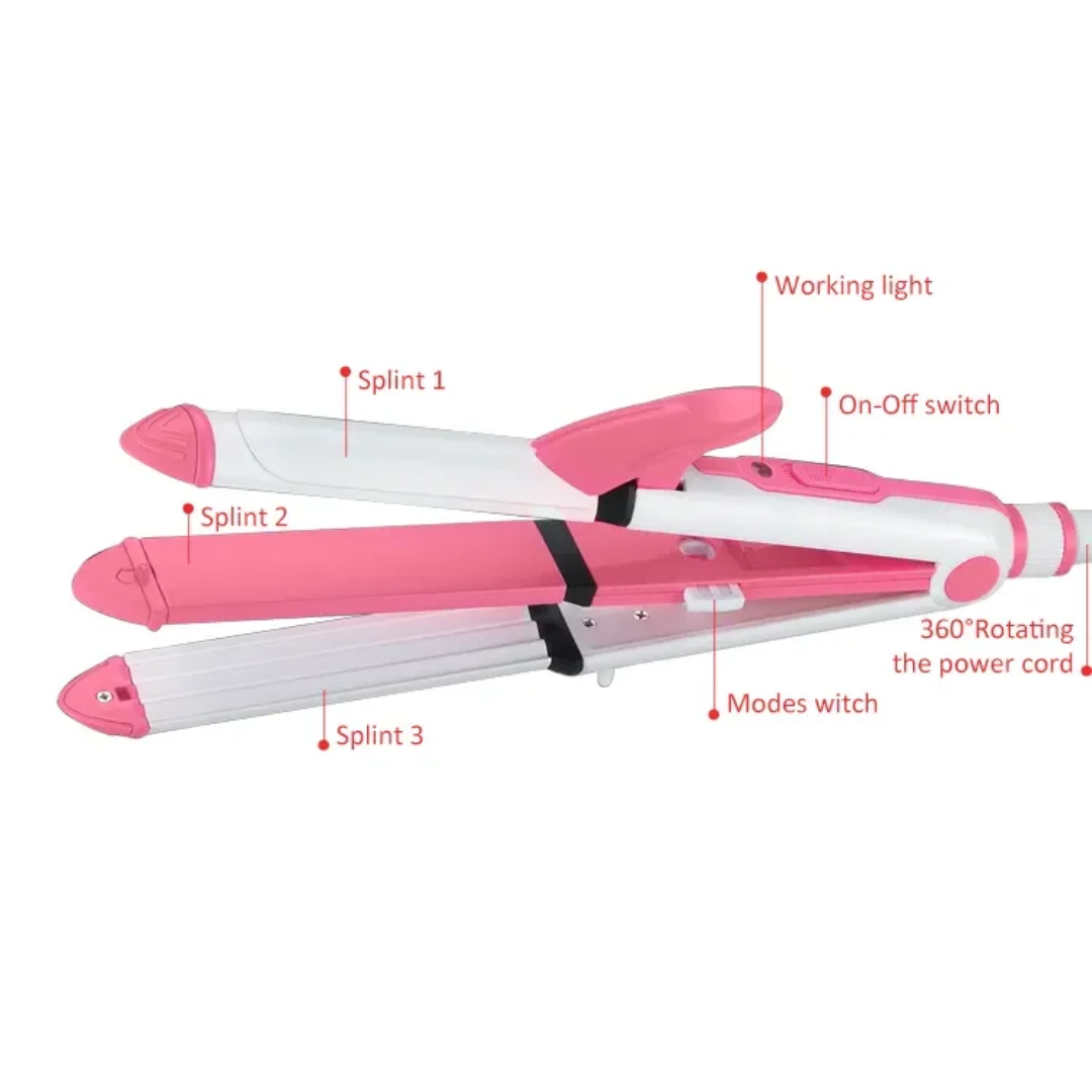 Kemei KM-1213 – Fer à Lisser, Boucler & Friser 3-en-1 Céramique