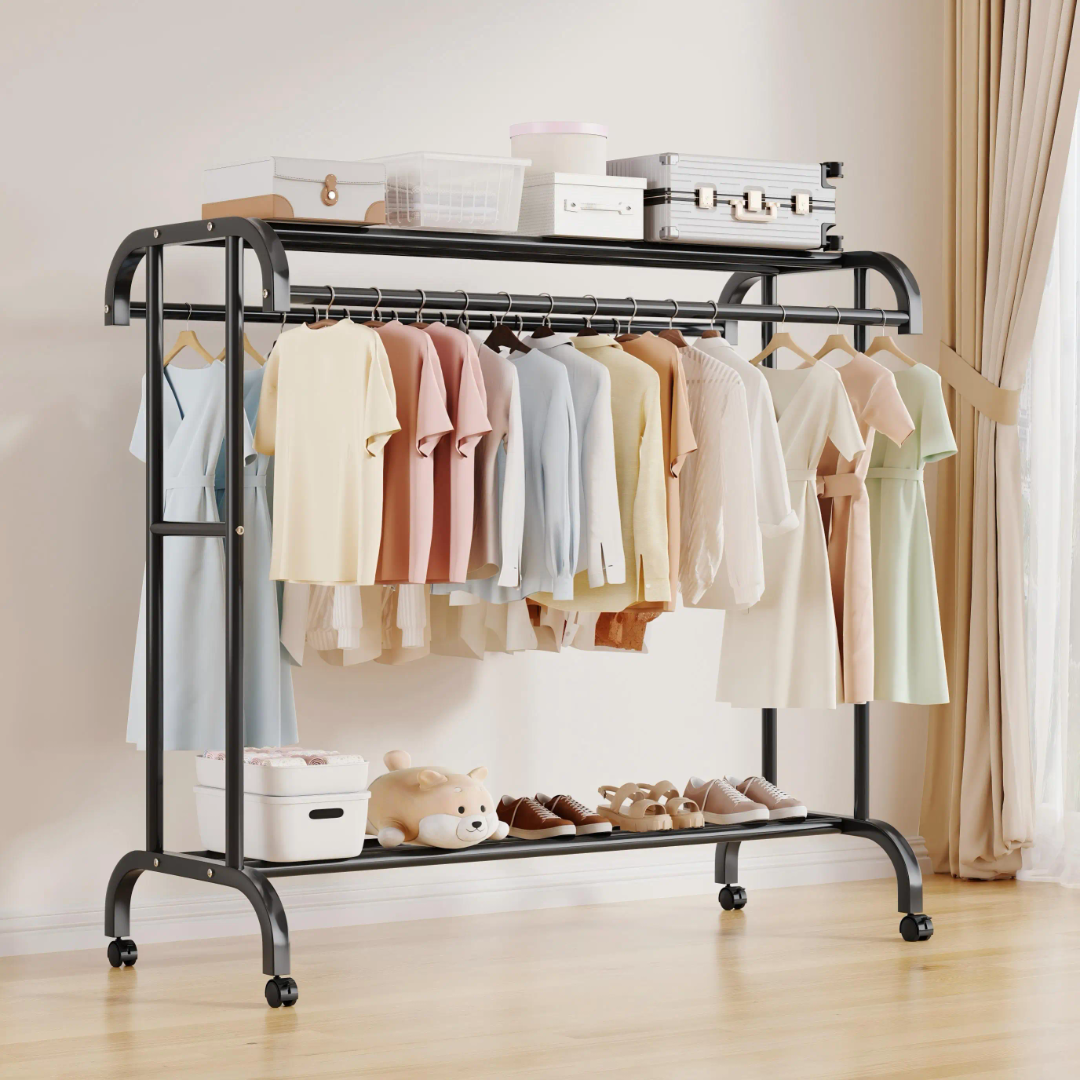 Porte-Manteau Bois Massif Élégant 70kg – Design Contemporain, Noir & Or
