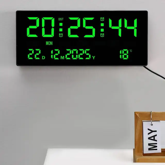 Horloge Murale LED Digitale – Heure, Date & Température (3 Couleurs)