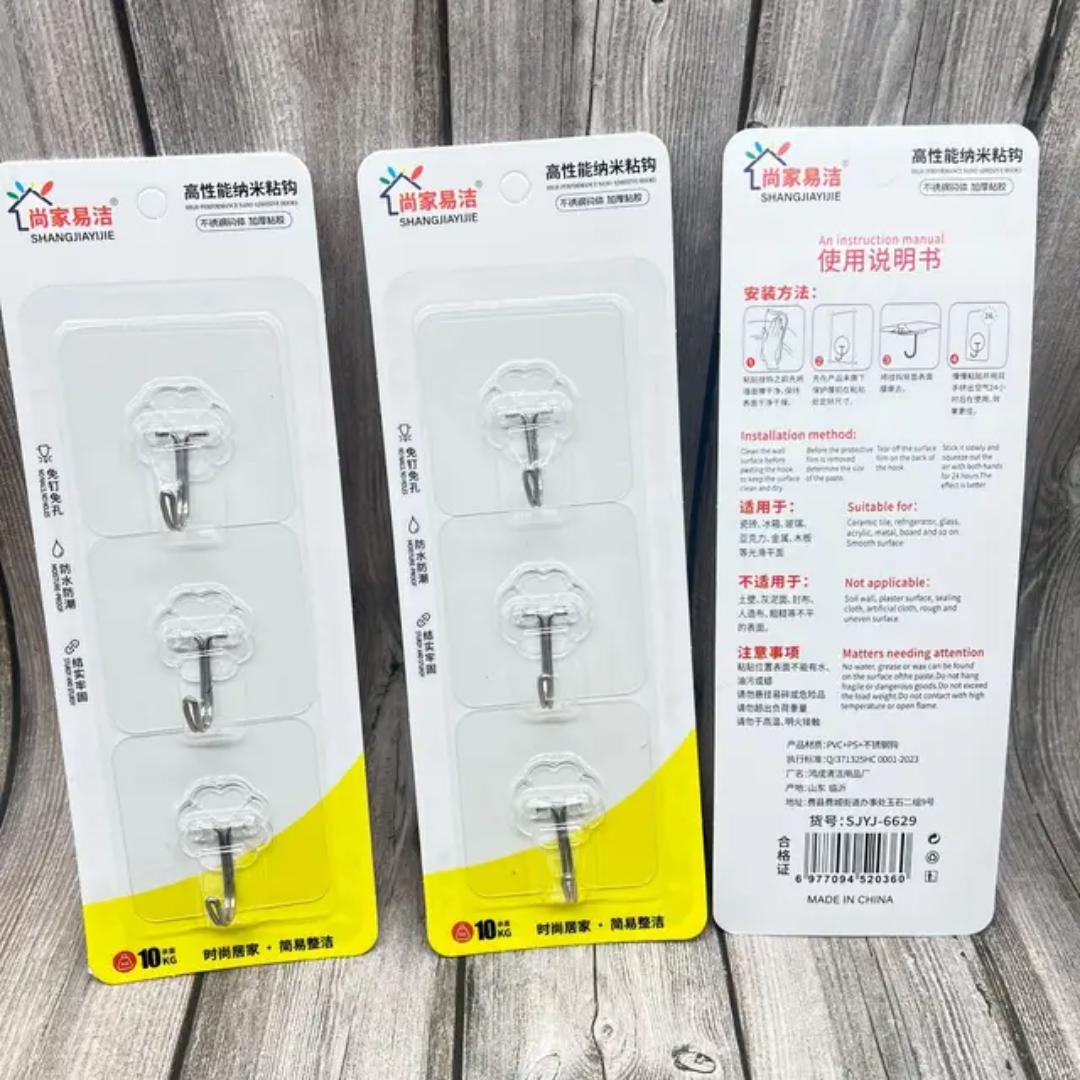 Crochets Adhésifs Nano Inox – Sans Perçage, Charge 6 à 15 kg