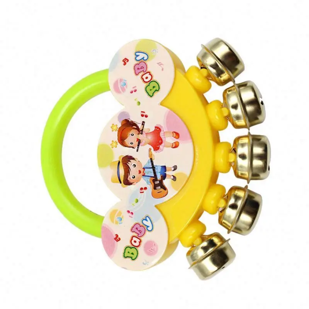 Tambourin Hochet Bébé – Grelots Dorés & Couleurs Pastel 0-3 ans
