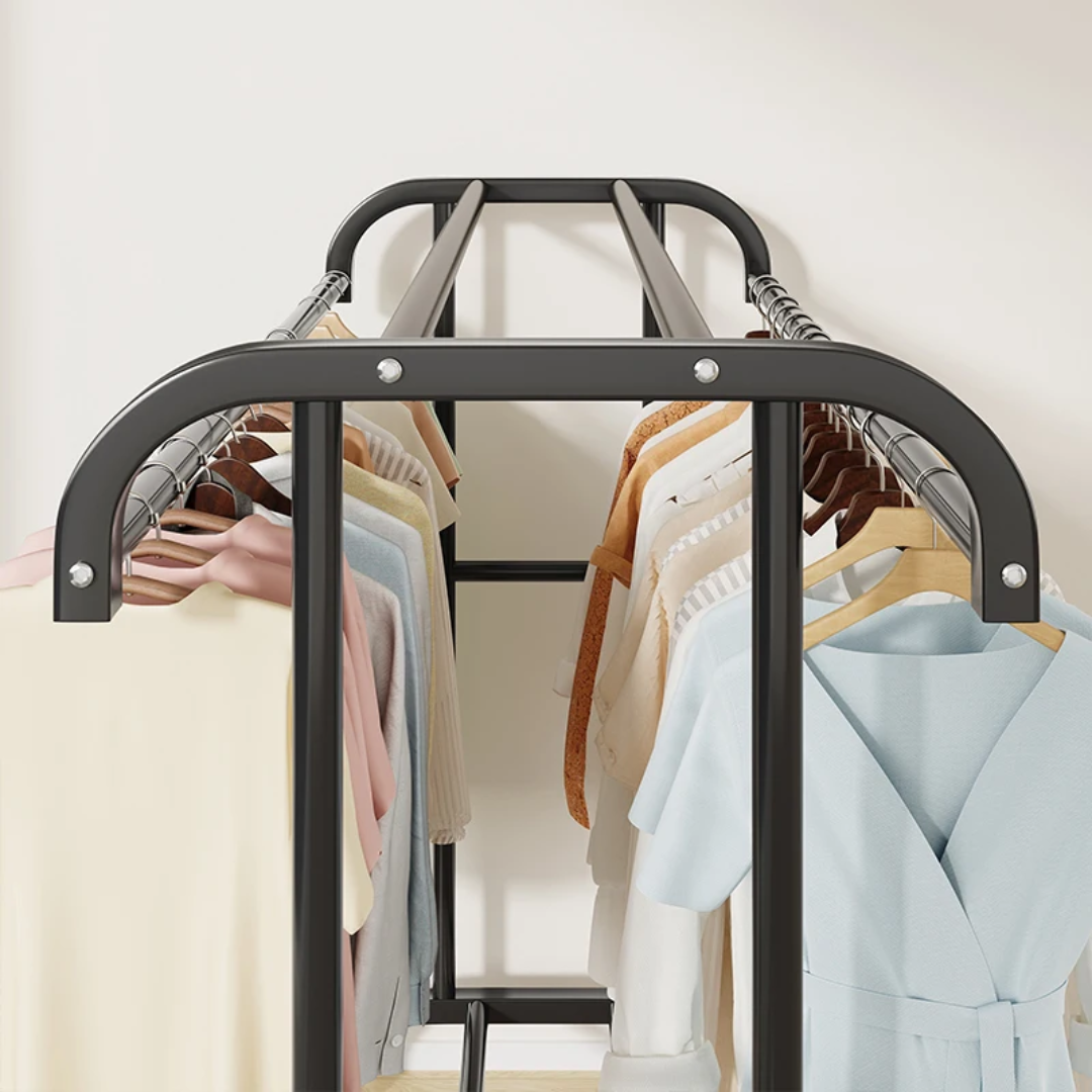 Porte-Manteau Bois Massif Élégant 70kg – Design Contemporain, Noir & Or