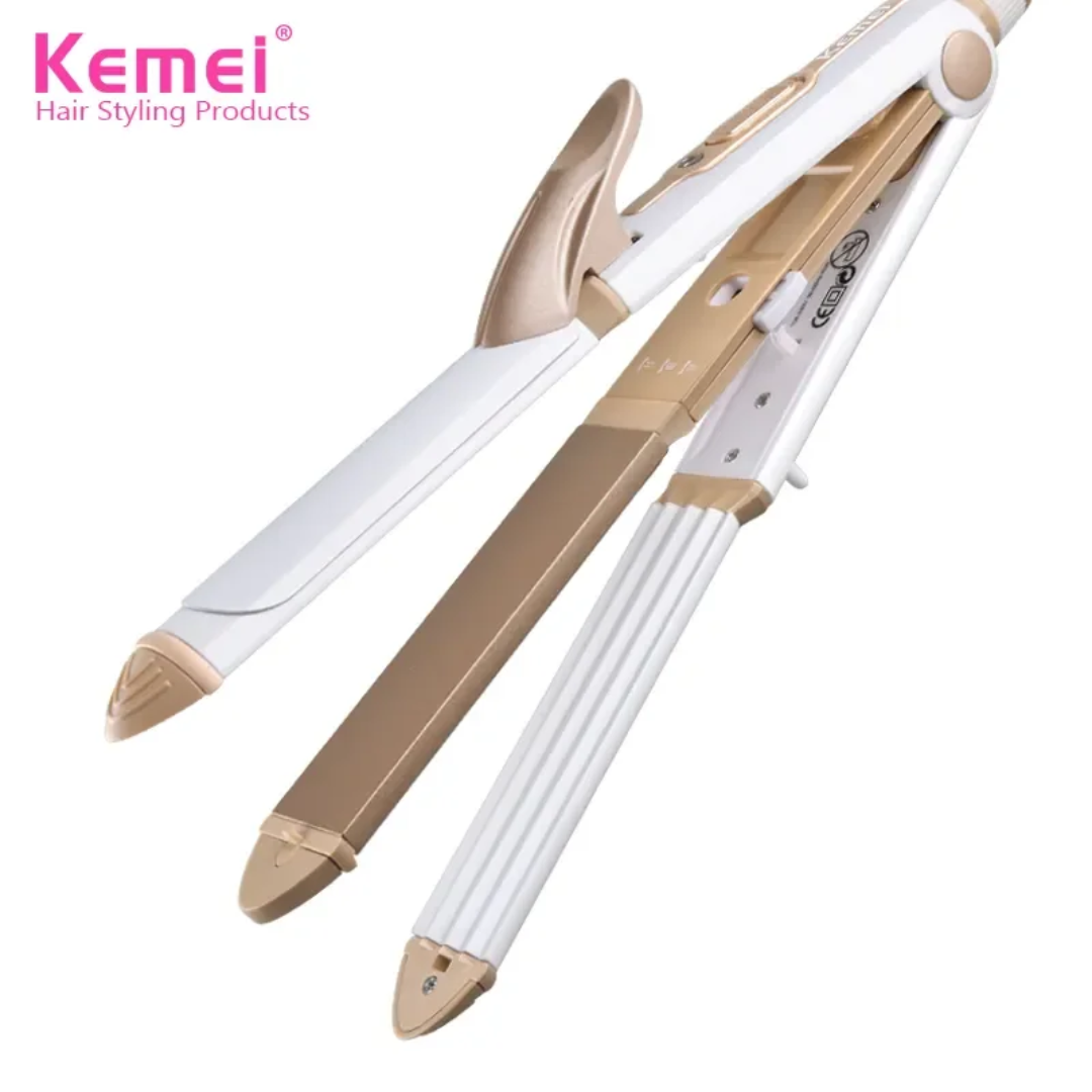 Kemei KM-1213 – Fer à Lisser, Boucler & Friser 3-en-1 Céramique