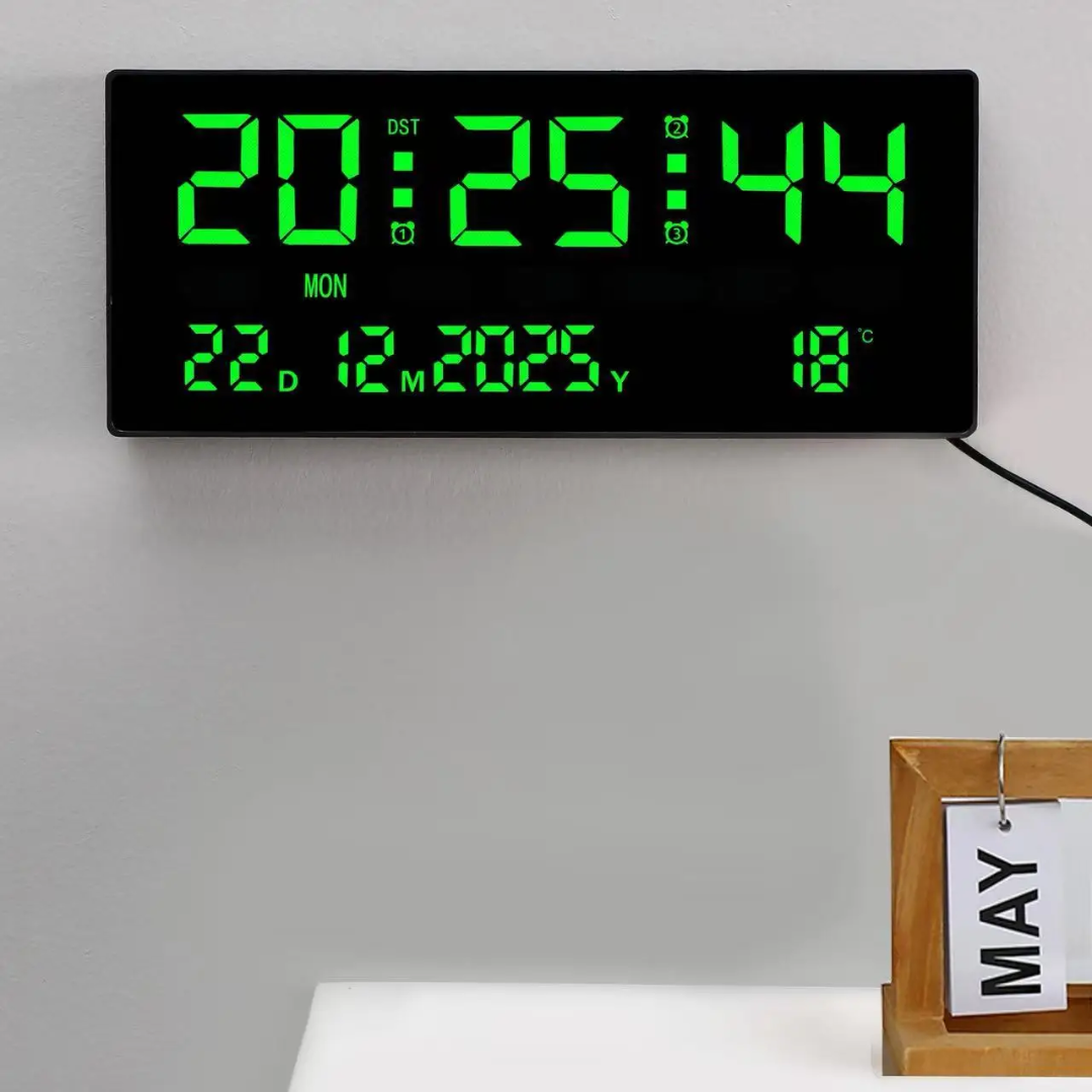 Horloge Murale LED Digitale – Heure, Date & Température (3 Couleurs)