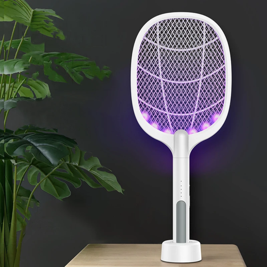 Raquette Anti-Moustiques UV – Lampe Piège & Choc Électrique Rechargeable